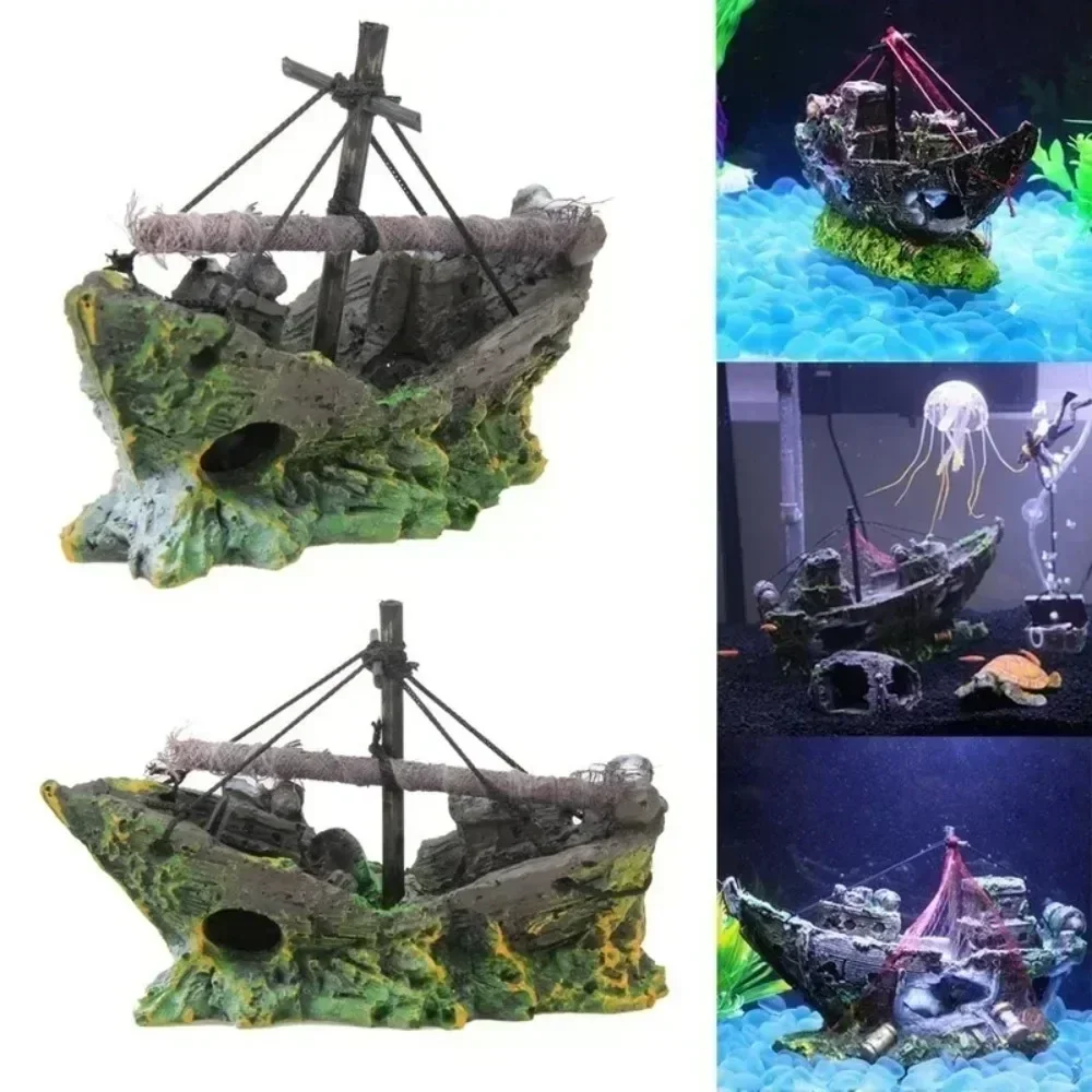 

Aquarium decor Fish Tank Decoration Landscape Pirate Ship Wreck Ship Vintage Resin Design Boat Aquarium Accessories Home Decor