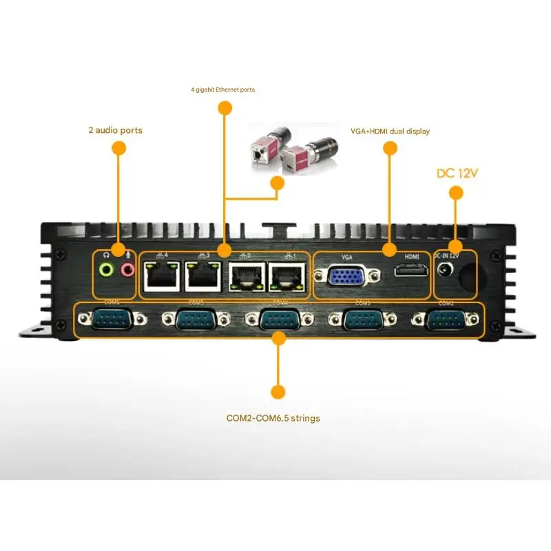 EIP MFC-2501+EP4380 Mini pc with LPT port All in One  Fanless Embedded Computer Mini PC Intel CPU