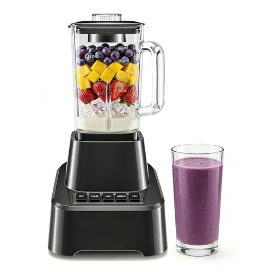 

Blender for Smoothies Powerful Countertop Blender for Kitchen 54oz Large Glass Pitcher 4 Speeds with Pulse for Ice Crushing Fro