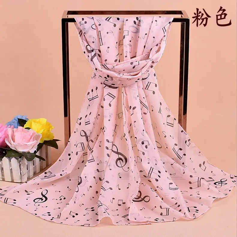 Damen 50 x 160 cm Schals mit Musiknoten-Aufdruck, Chiffon-Halstuch, weiche Schals, hochwertiges, fabelhaftes, elastisches Partygeschenk – Detail 5
