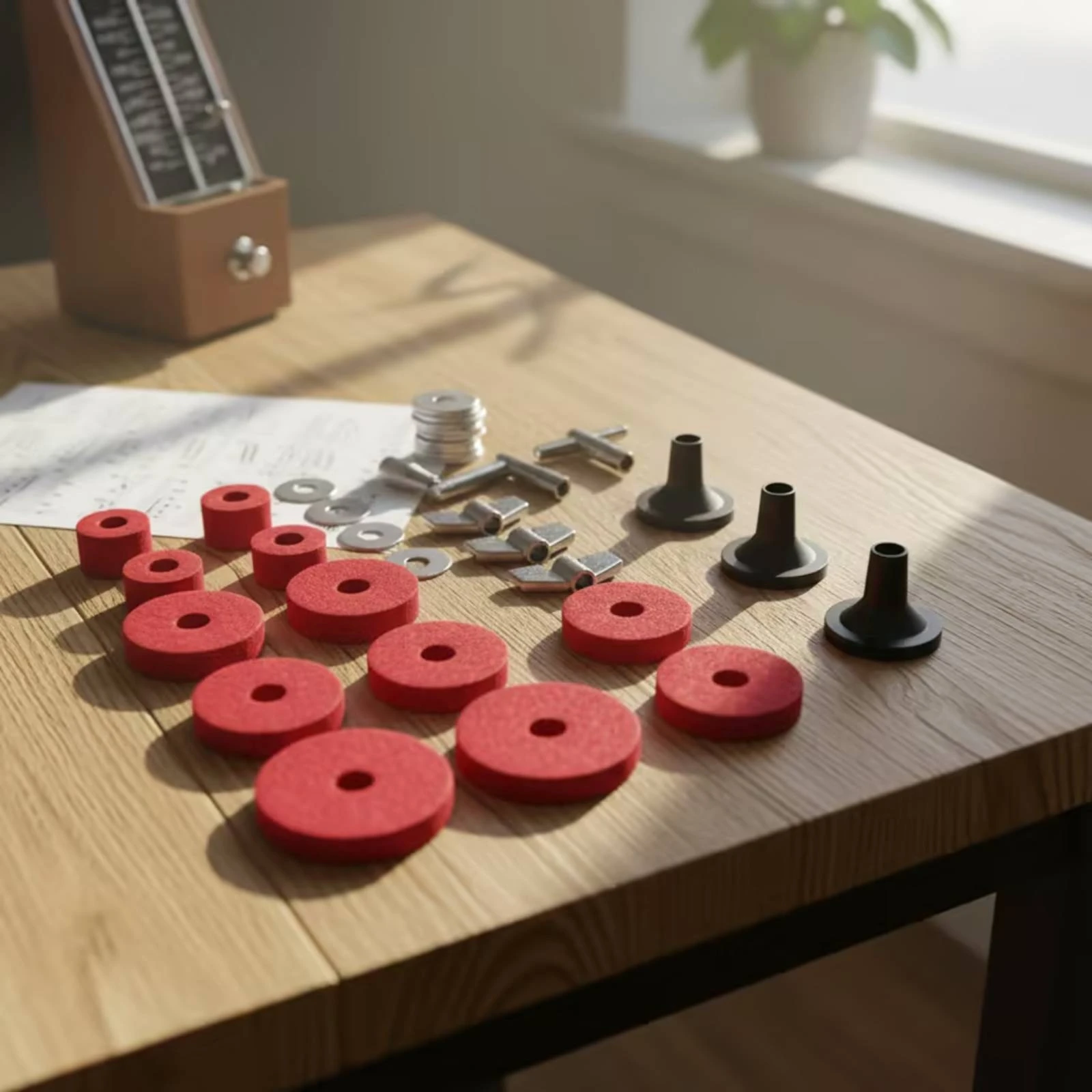 23 Pieces Drum Felt Kit with Washers Long-Lasting Drum Hardware Kit Wing Nuts and Washers Secure Premium for Drummers