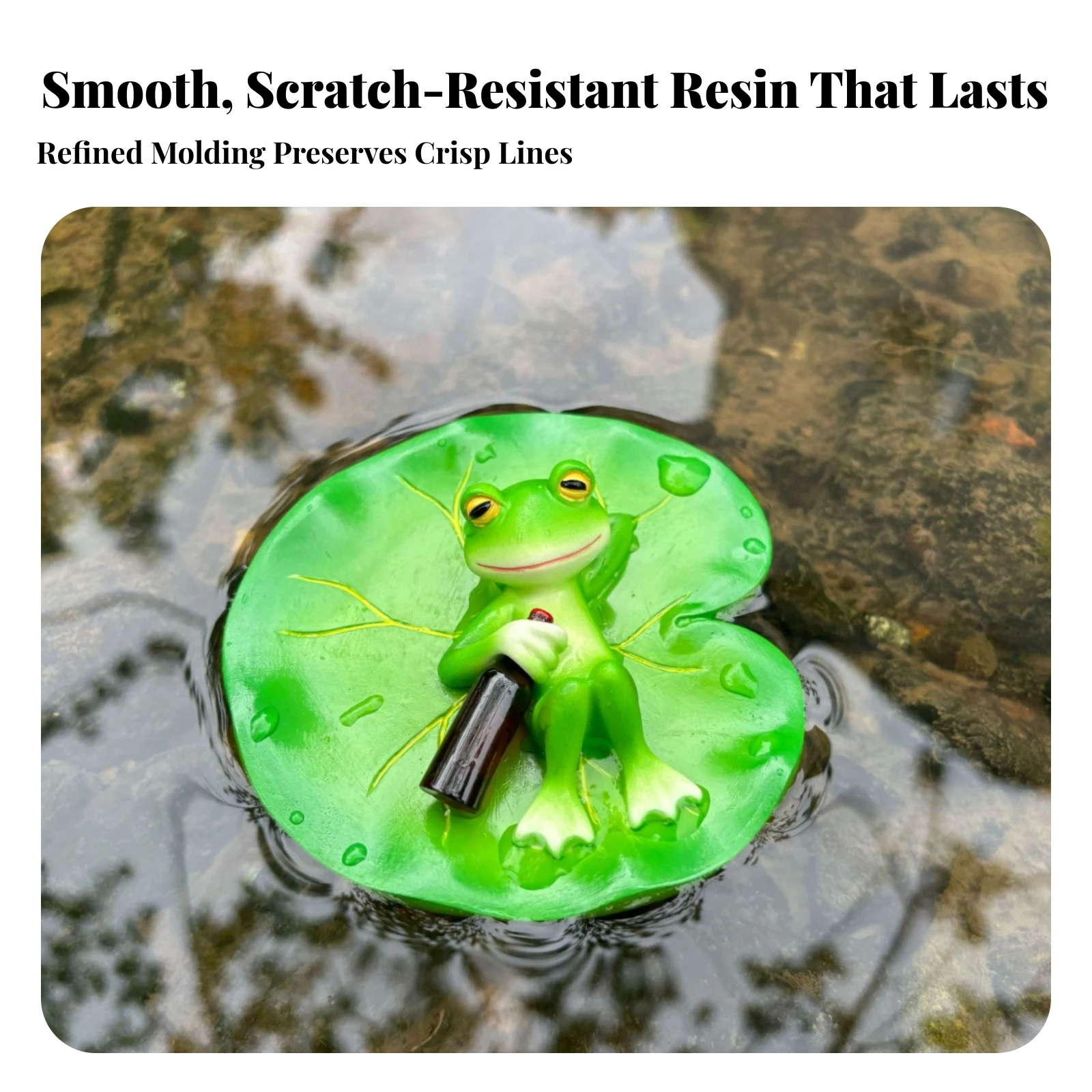 Frog on Lily Pad Figurine Miniature Frog Figurine Ornament Collectible Decor Intricately Detailed for Garden Lovers, Pond