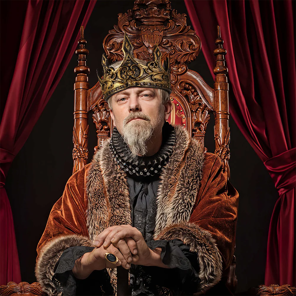 

2pcs Medieval King Crown Headpiece Vintage Baroque Royal Costume Accessories For Cosplay Stage Performance Dress Up Props Men