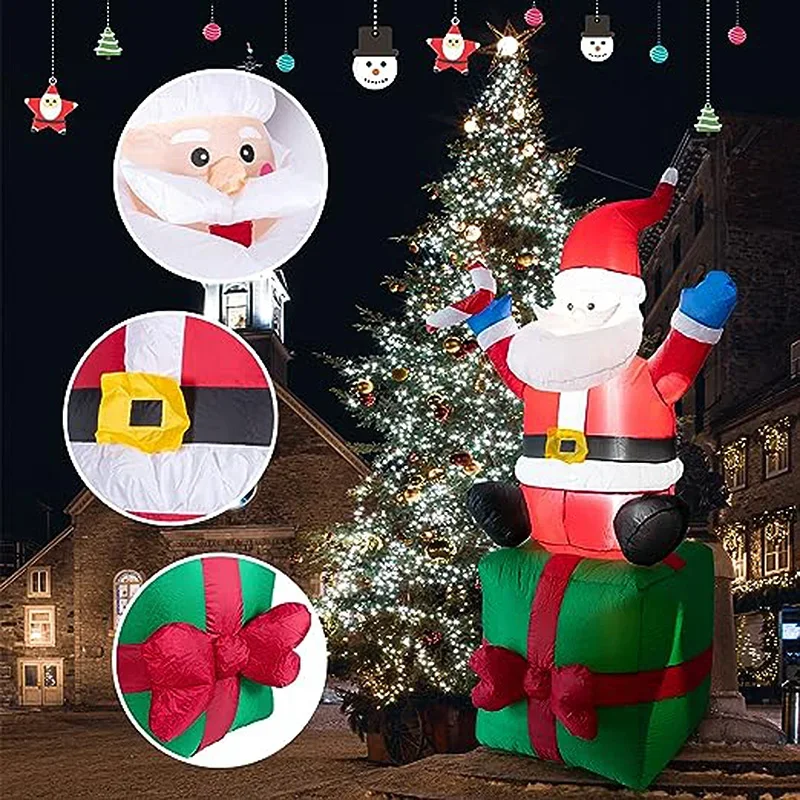 6FT Inflatable Santa Claus Christmas Decoration Indoor and Outdoor Dress Up Holiday Ambiance Christmas Gift 2024