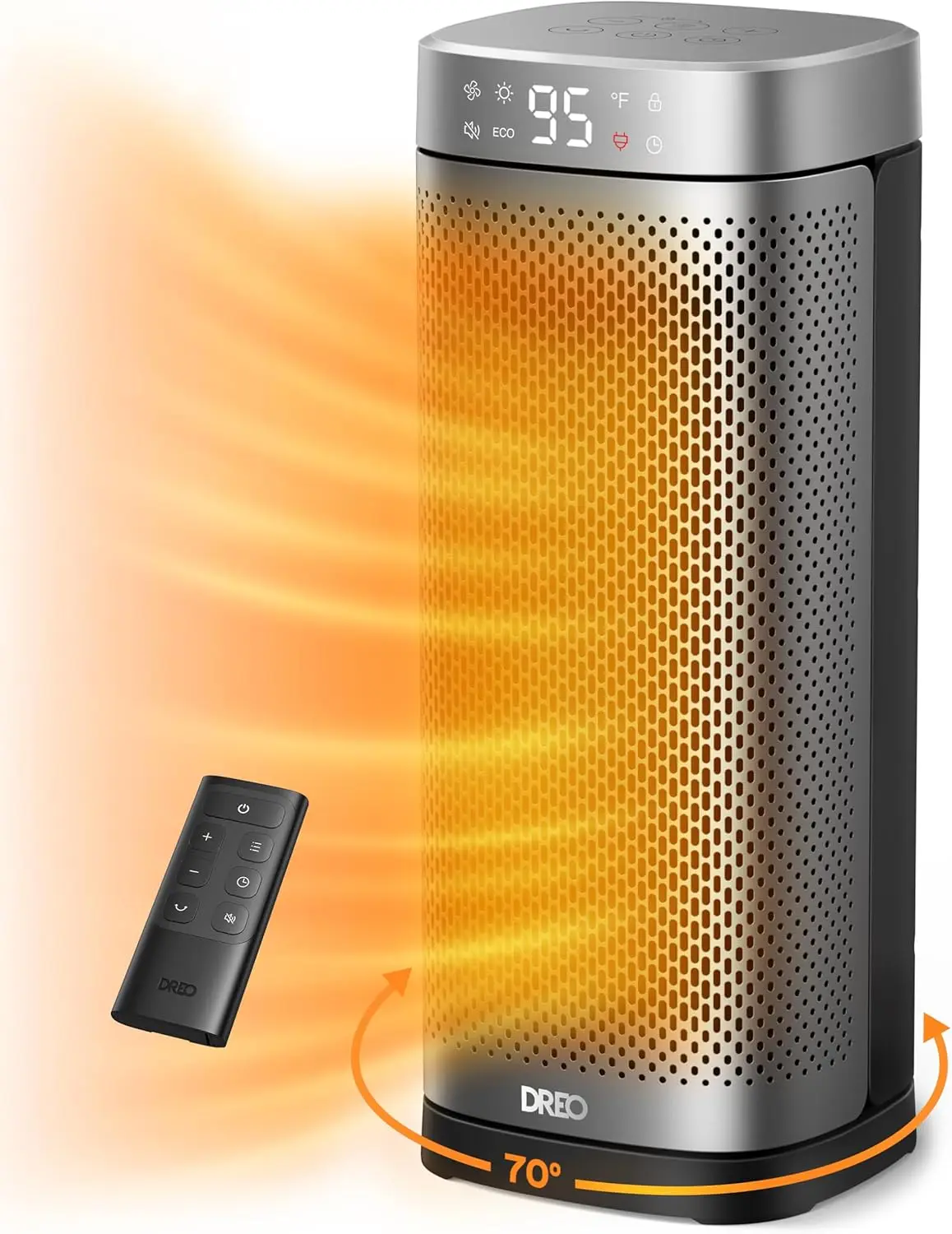 

16-Inch Fast Heating Portable Space Heater with Remote, Timer, Oscillation for Bedroom Home Office
