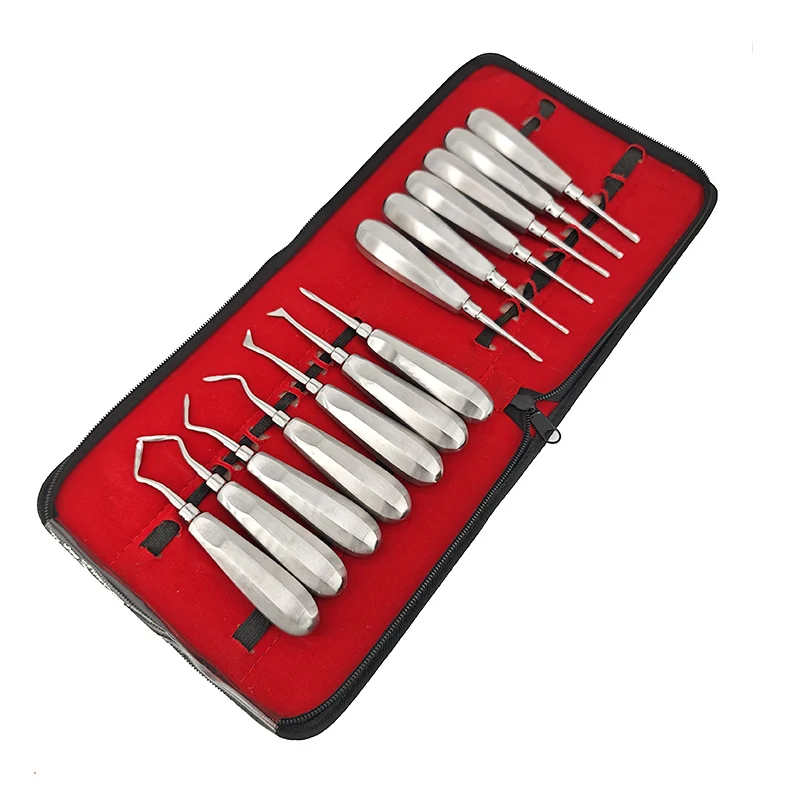 

13 шт./компл., стоматологические щипцы для удаления зубов, стоматологический лифт, нержавеющая сталь, изогнутый корневой лифт, плоскогубцы, хирургический инструмент, вмятин