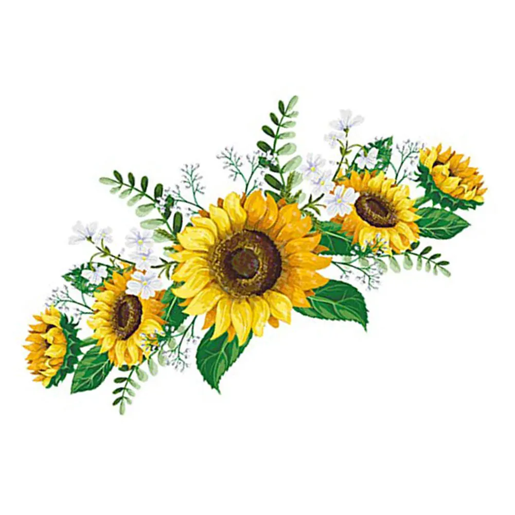Sunflower Wall Decals for Living Space Enhancement on Walls Glass Partitions Tiles and Smooth Home Furnishings