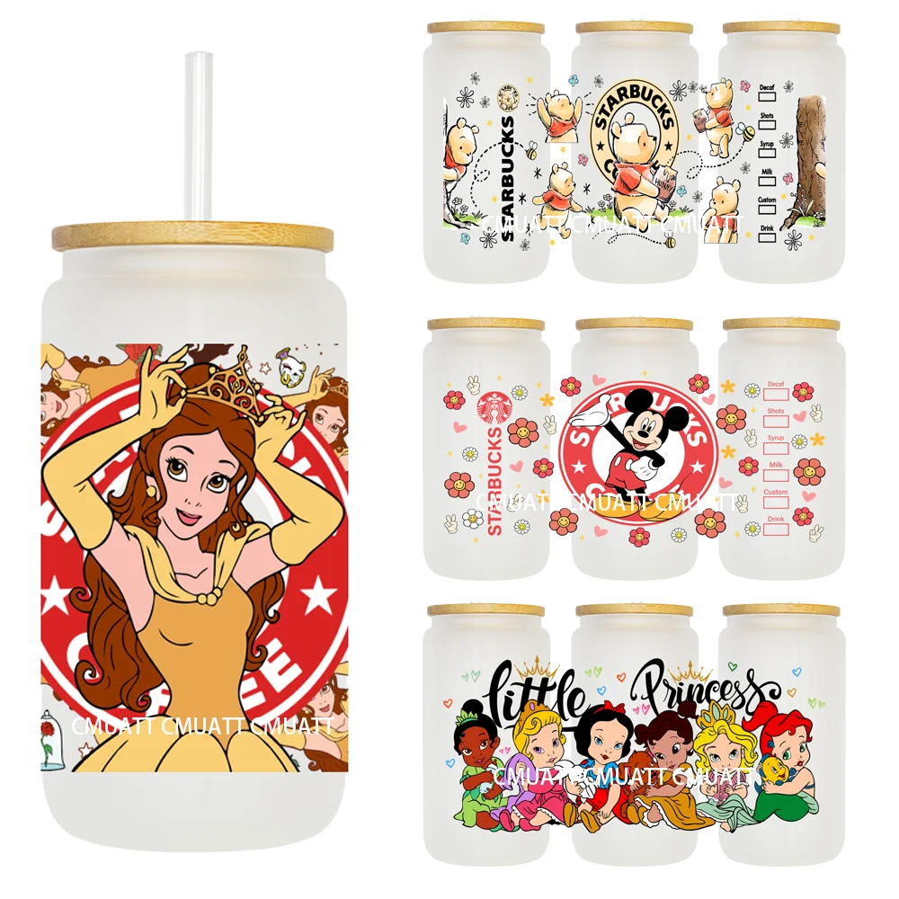 

Cute Baby Little Princess 16OZ UV DTF Cup Wrap Transfer Sticker Custom Label DIY Durable Waterproof Logo For Libbey Glass Can