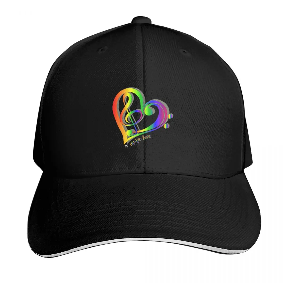 Treble and bass clef closed in a heart with an inscription Baseball Cap Men Women Casual Summer Sport Sun Cap
