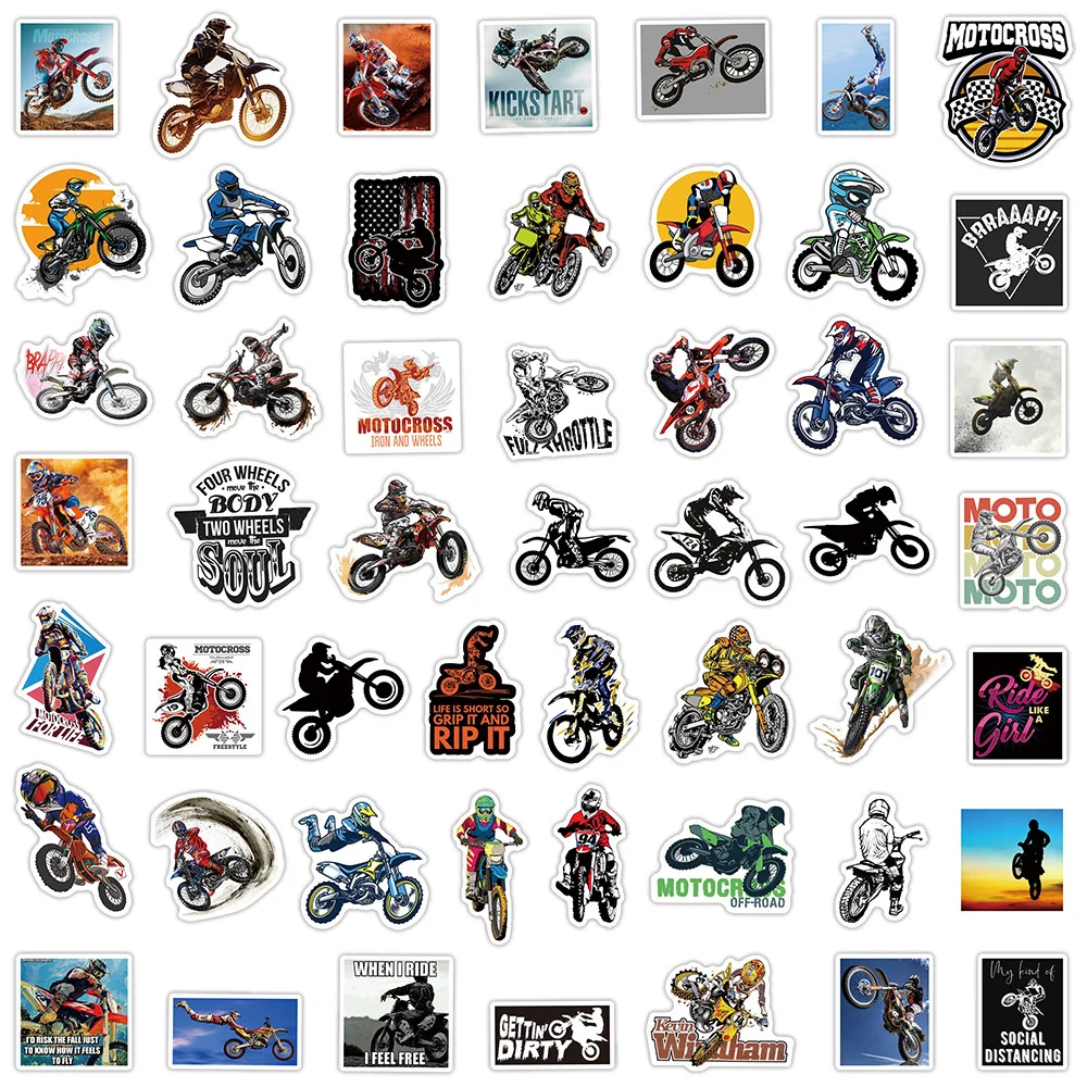 50pcs Dirt Bike Mountain Motorcycle Motocross Stickers Scrapbook Phone Case Guitar Sticker DIY Vintage Journal Accessories