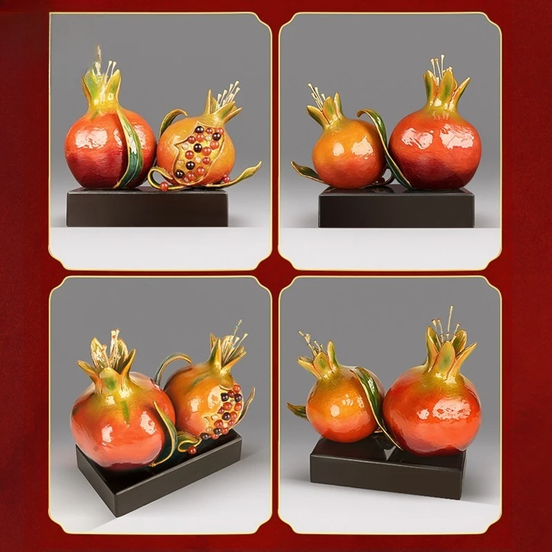 زخرفة الرمان النحاسية ، الحرف اليدوية الملونة المينا الرمان النحاسية ، هدايا تزيين رف بوغو لغرفة المعيشة ، هدايا الزفاف