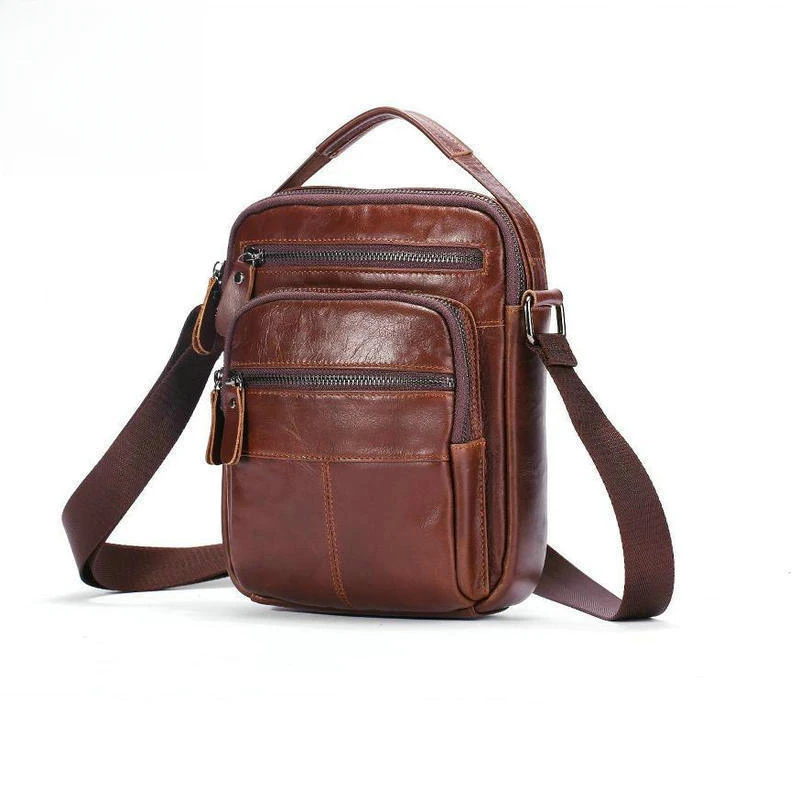 Small shoulder bag - black genuine leather, new style, men's cowhide crossbody bag, mobile phone bag, casual crossbody bag