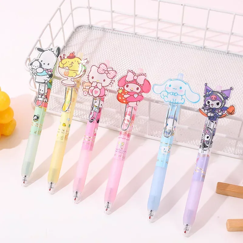 Imagem -06 - Sanrio Gel Canetas 36 48 Peças Kawaii Olá Kitty Cinnamoroll Acrílico Remendo Imprensa Caneta Crianças Material Escolar Papelaria Loja Fornecimento