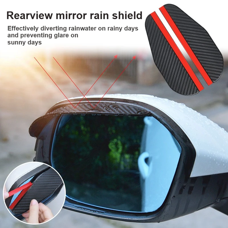Car rearview mirror universal waterproof and dustproof board，carbon fiber texture widened and thickened rainwater blocking plate
