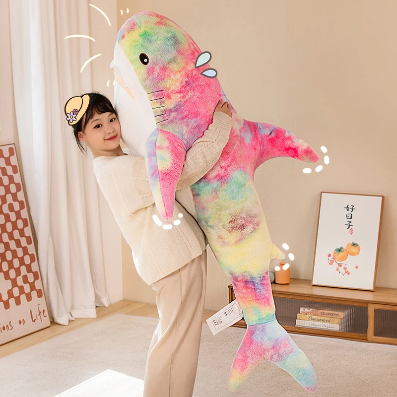 140 Cm Cute Shark Doll Kawaii Extra Large Shark Animal Stuffed Plush Toy Super Soft Sleeping Pillow Children\'s Birthday Gift