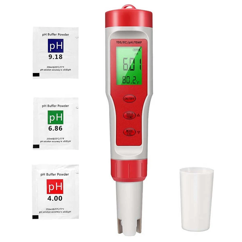 

4-In-1 Digital PH Meter with PH/TDS/EC/Temp Function for Hydroponics,For Nutrients Growing, Indoor Garden,Brewing, Pool,