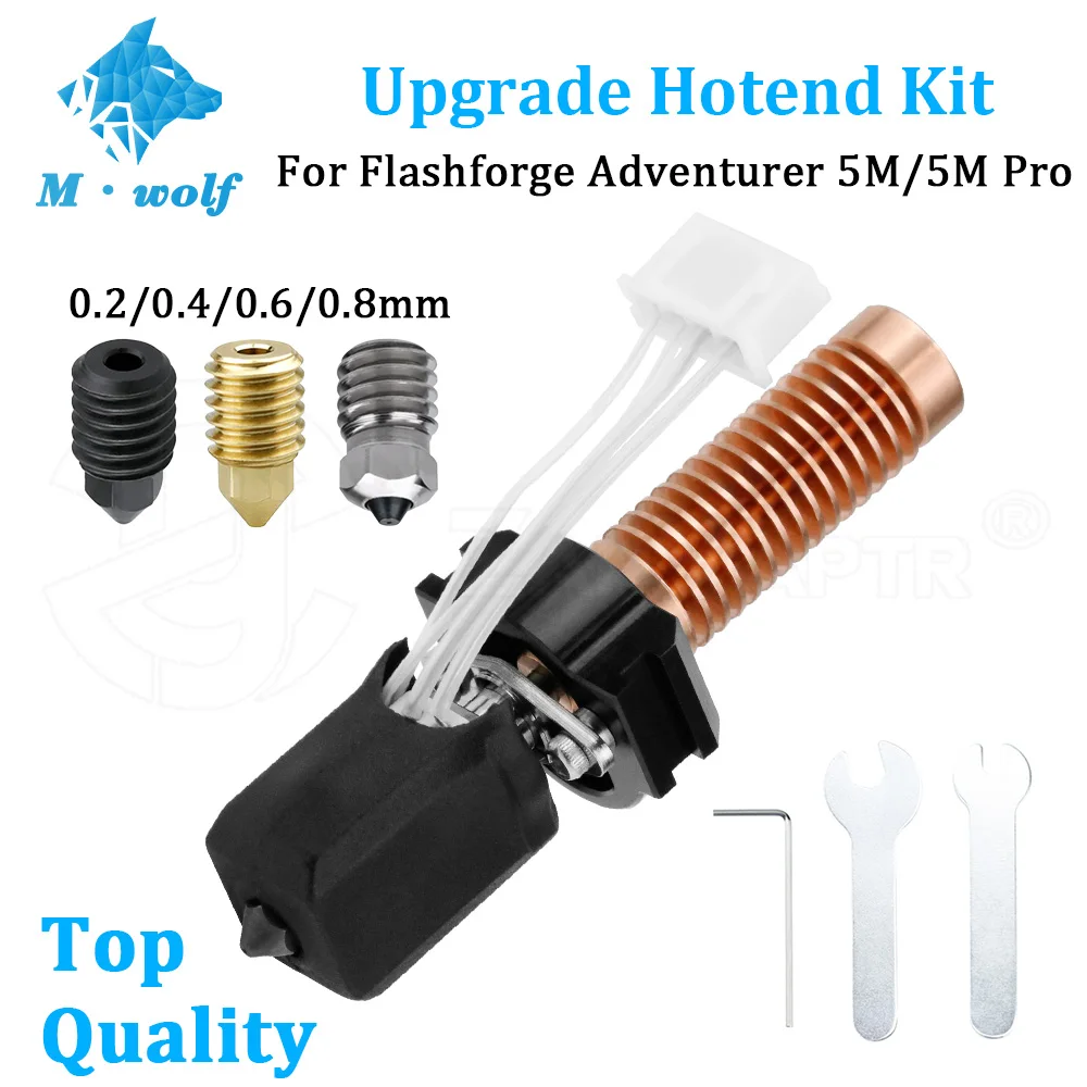 

Для Flashforge Adventurer 5M / 5M Pro Upgrade Hotend Pinting Head 280 ℃ Комплект керамического нагревательного блока AD5M с насадкой из твердой стали Hot End