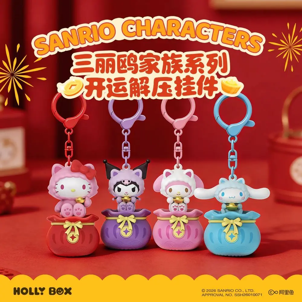 Colgante Decorativo 3D de Hello Kitty de Sanrio, Diseño Festivo de Año Nuevo, Amuleto de la Suerte, Regalo para Mejores Amigas, Ideal para Bolsos y Llaveros