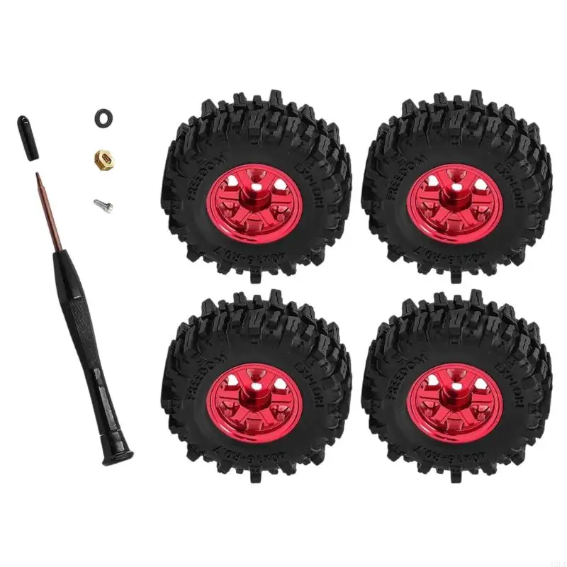 Packung mit 1 Satz SCX30 0,7-Zoll-Gummirädern mit Reifen mit festem Halt für funkgesteuerte Modelle Maßstab 1:30 A2UB – Detail 4