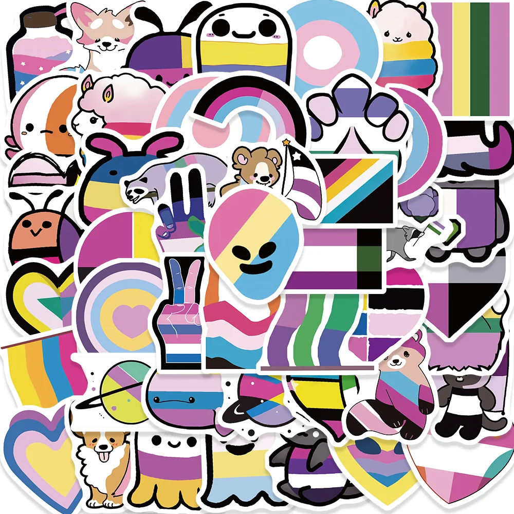 

50pcs Purple Rainbow Animals Stickers Aesthetic Graffiti Waterproof DIY Skateboard Laptop Scrapbook Notebook Diary for Children