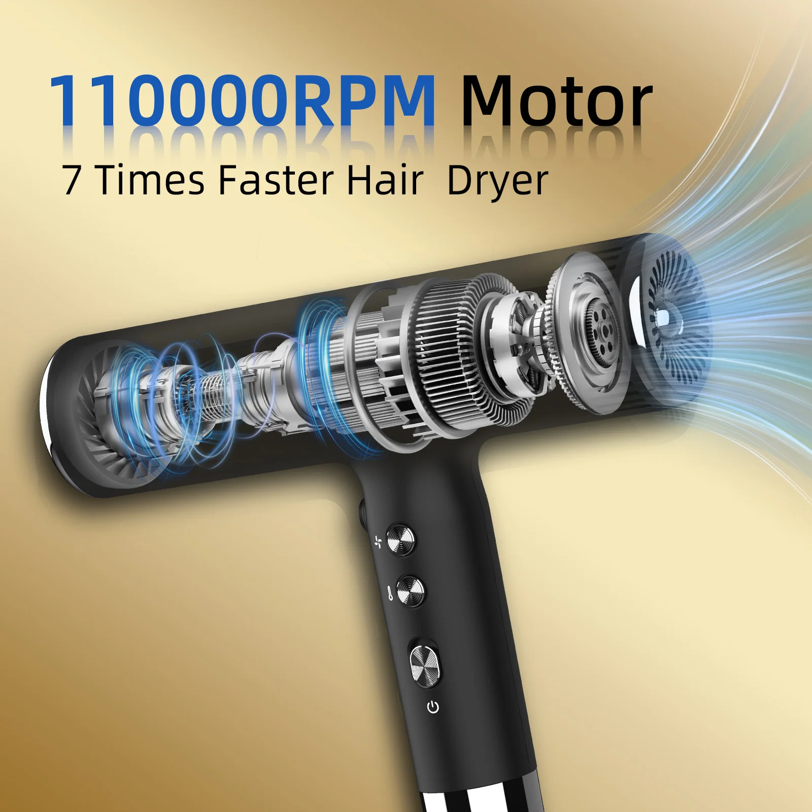 Hair Dryer 1800W Professional Powerful Hair Dryer Fast Heating Hot And Cold Adjustment Negative Ionic Air Blow Dryer