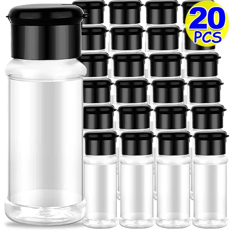 1/20Pcs Plastikowe słoiki na przyprawy Pojemniki na przyprawy 100ml Przechowywanie proszków przypraw Akcesoria do butelek do przechowywania w kuchni domowej