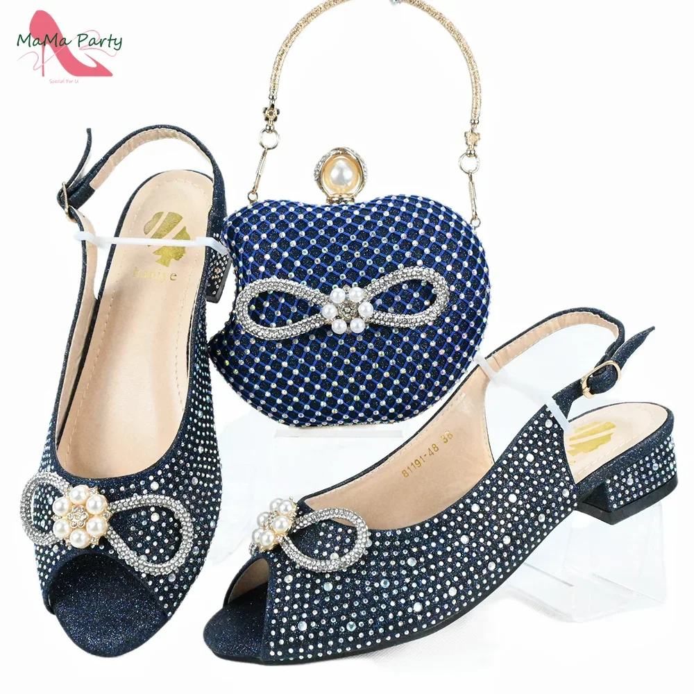 Wedding Party New Arrivals Italian Design Shoes and Bag in Gold Color 2024 INS Hot Sale Pointed Toe with Crystal for Dress