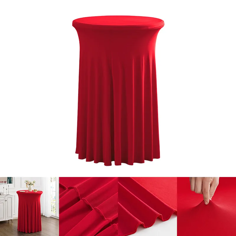 Ronde Hoge Top Stretch Spandex Cocktail Tafelkleden met Rok Rimpelvrije Cocktail Tafelkleed voor Bruiloft Banket JT443