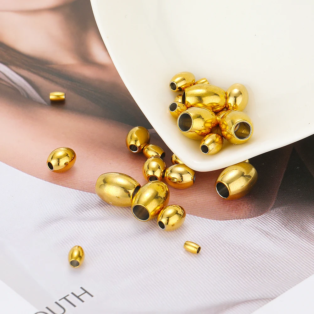 50pcs/lot Oval Cylinder Beads Stainless Steel Loose Beads for DIY Fashion Jewelry Making Bracelet Necklace Accessories Wholesale image 6