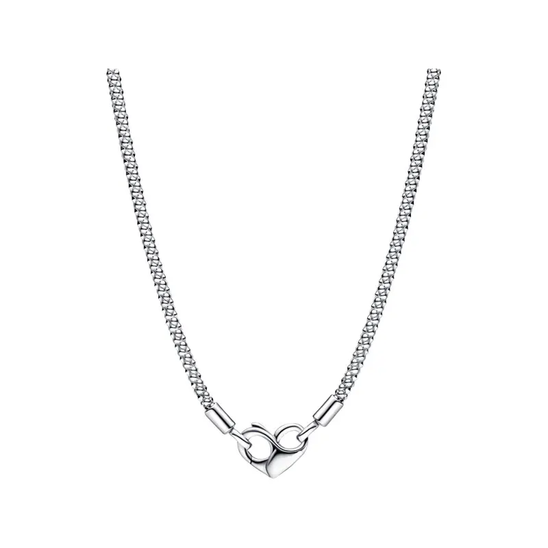 Studded Popcorn Chains Collier Chokers Necklaces For Women 925 Sterling Silver Jewelry Infinity Heart Clasp Valentine's Day Gift