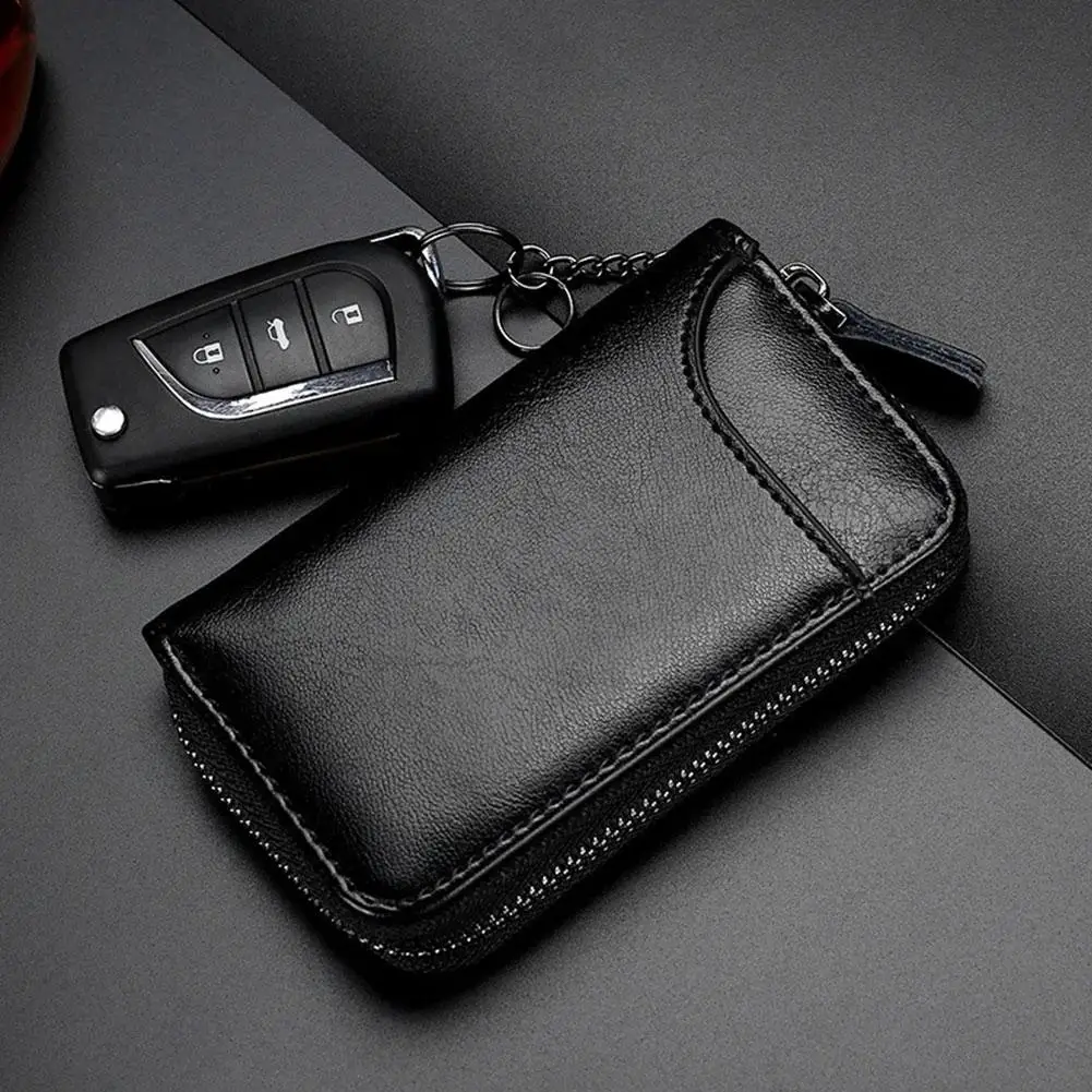 Leather Keychain Men Key Holder Organizer Pouch Split Key Keys Pouch Bag Case Card Wallet Key Housekeeper Car Car Women F1V0