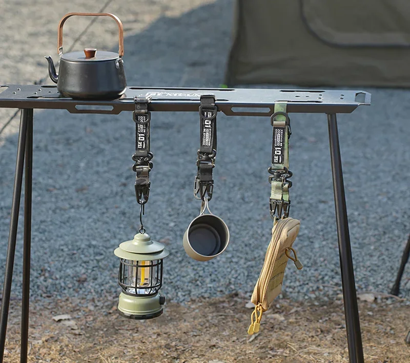 Outdoor-Camping-Hängegurt, tragbar, verstellbar, Handschlaufe, Tasche, Picknick-Ausrüstung, Karabiner-Clip, Schlüsselanhänger, Wandern, Camping-Ausrüstung – Detail 11