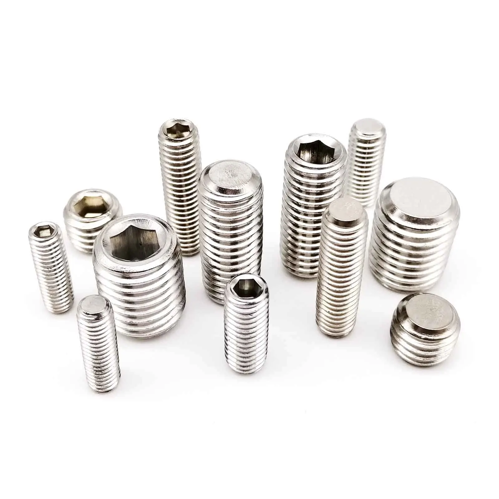 10/50pcs M2 M2.5 M3 M4 M5 M6 M8 304 A2 Stainless Steel Hexagon Socket Flat End Point Set Screw Grub Headless Bolt