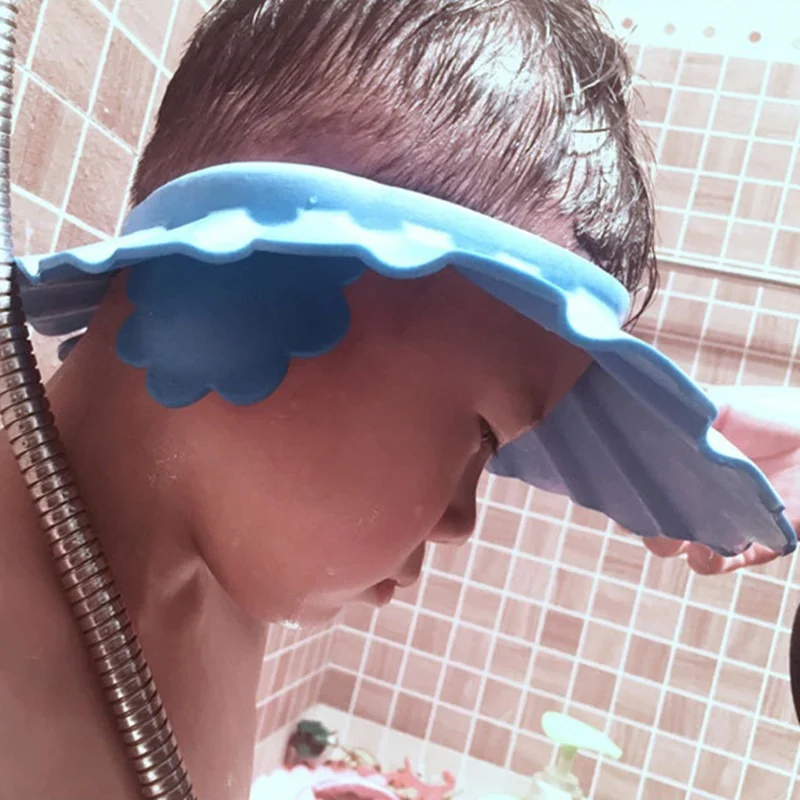 Gorro de baño para bebés y niños, protector suave y ajustable, seguro para el agua, champú, accesorios de Ducha