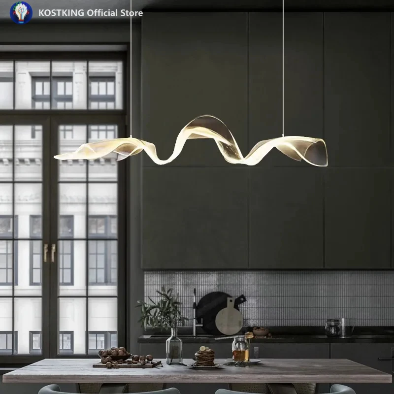 Modern Minimalist Restaurant Bar Counter Island Pendant Light Project Ribbon Acrylic Pendant Light