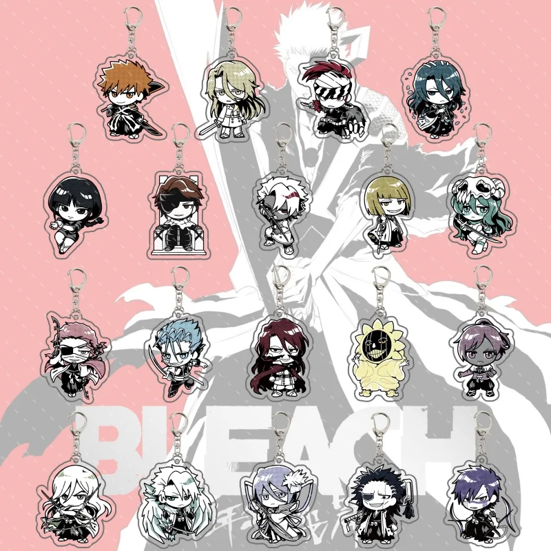 Bleach Anime Acryl-Schlüsselanhänger, doppelseitiger Druck, Byakuya Kuchiki, Kenpachi Zaraki, Cartoon-Anhänger, Cosplay-Geschenk