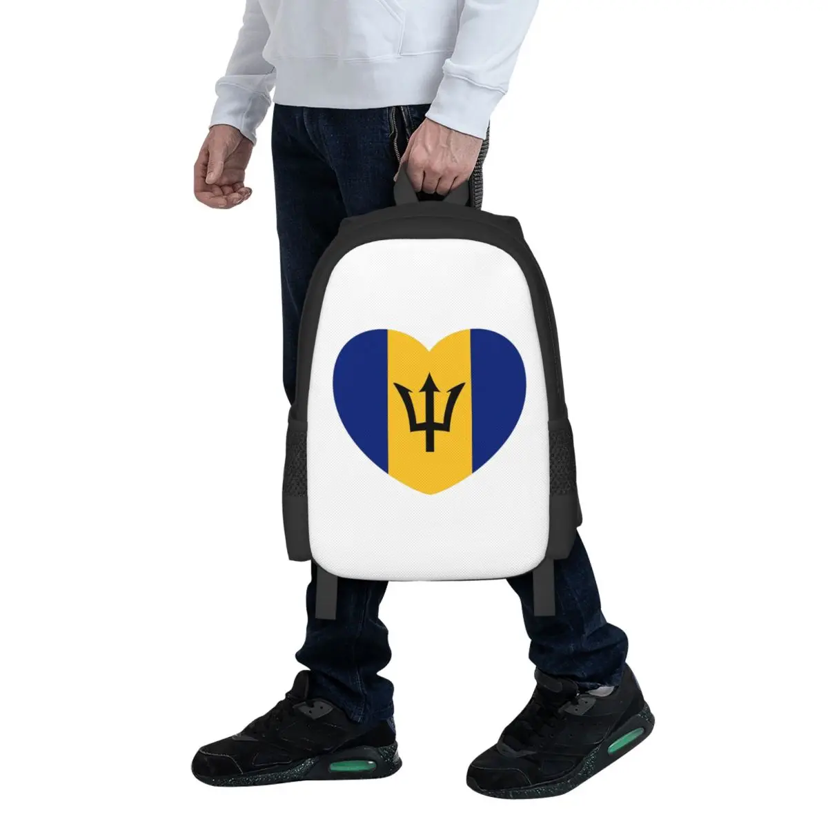 

Barbadian Heart For Real Bajans Barbados Flag Student Backpack School Bag Hiking Travel Daypack for Bookbag Shoulder Bags