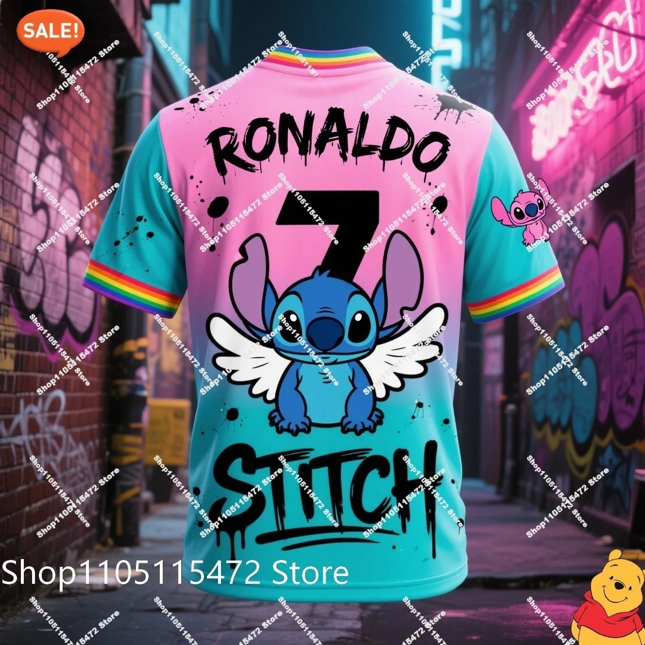 تي شيرت مطبوع ثلاثي الأبعاد وRONALDO Collaboration Football Ai تي شيرت لطيف وأنيق مريح للهالوين للأطفال والكبار والأولاد والبنات #4