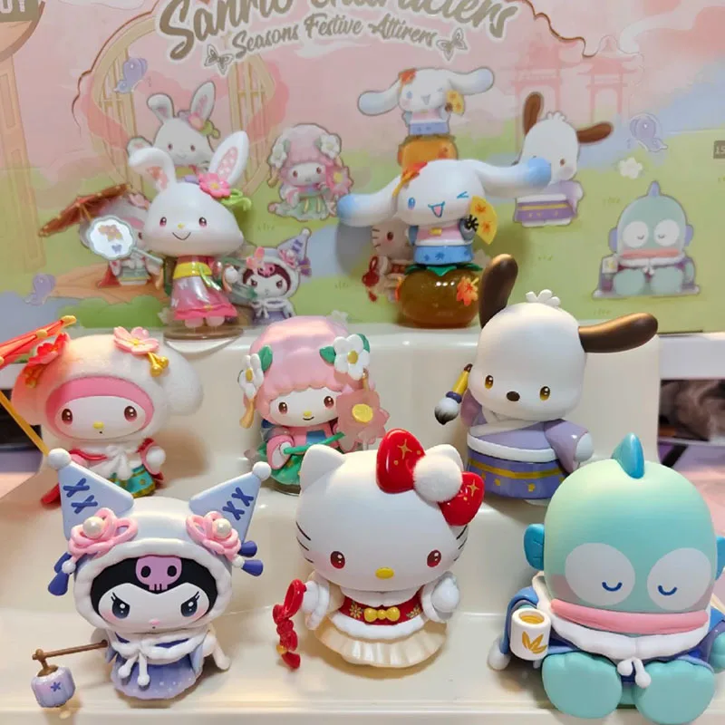 TOPTOY サンリオ 四季節祭り服シリーズ 手作りブラインドボックス クールロミ ケイティキャット デスクトップオーナメント 誕生日プレゼント