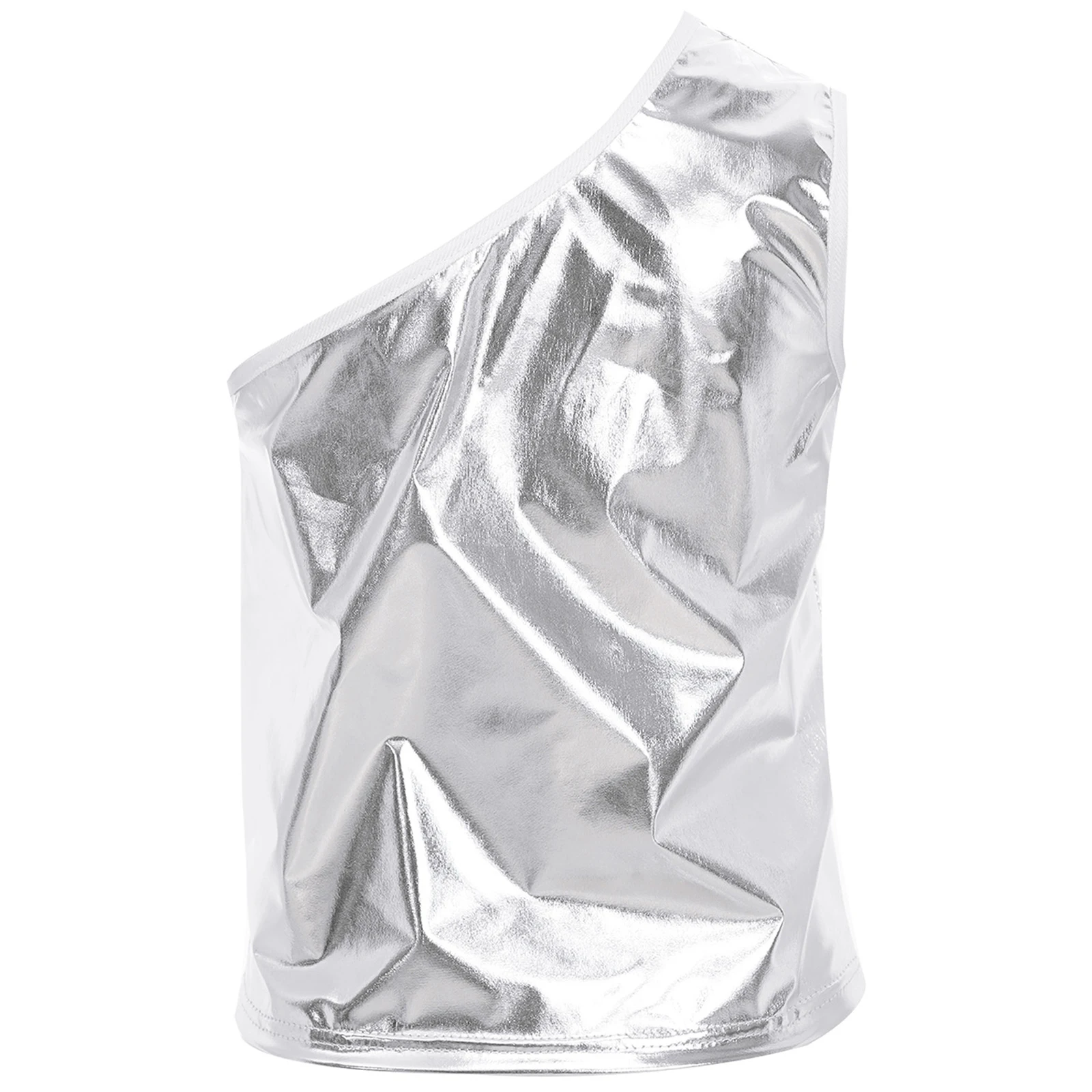 سترة تشجيع معدنية للأطفال البنات بكتف واحد بدون أكمام، ملابس رقص الجاز، ملابس رقص الهيب هوب والجاز الأنيقة