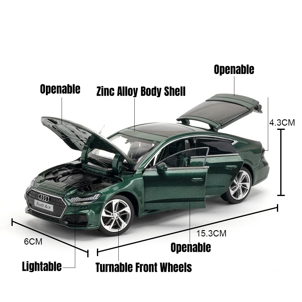 1/32 Audi A7 Sportback Quattro Sedan Miniature Diecast Alloy Toy Car Model JKM Premium Collection Gift for Children Boy Kid