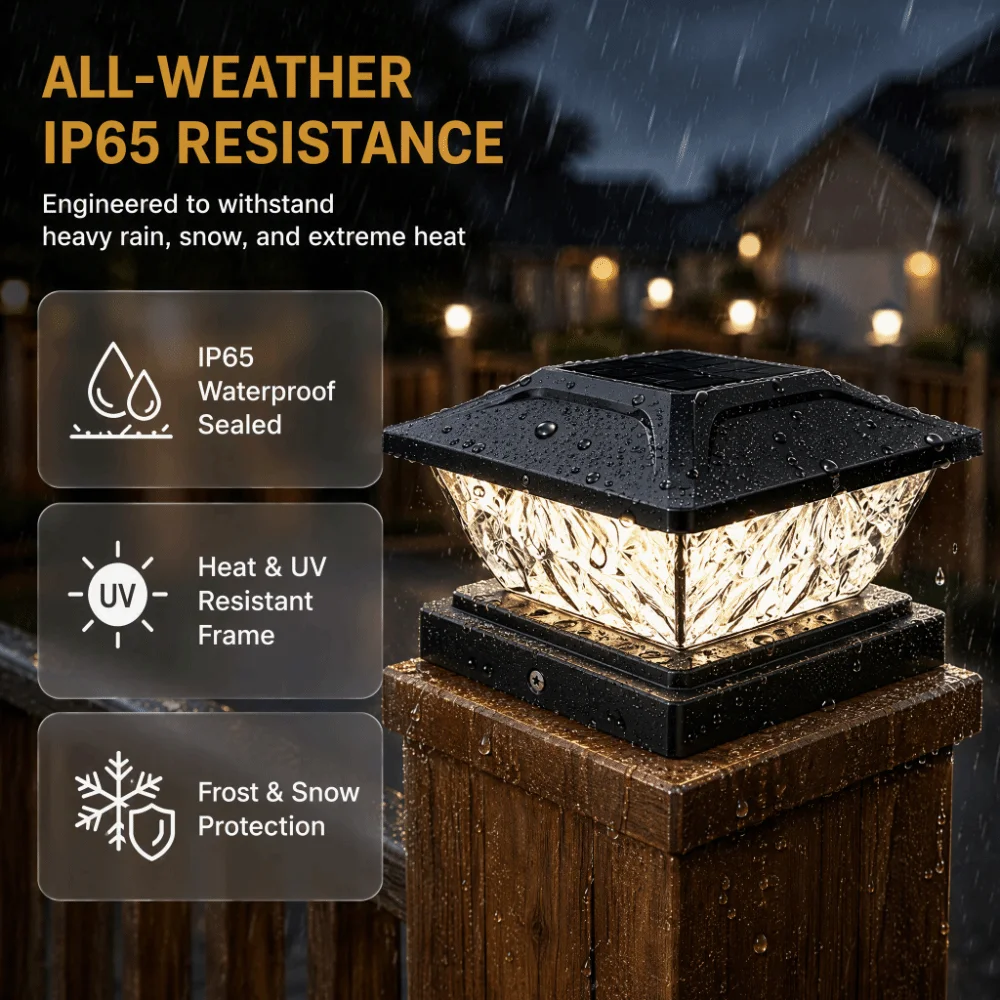 Warm White Solar Post Cap Light Cool White Bright LED Solar LED Pillar Light Solar Powered Waterproof Fence Post Cap Light