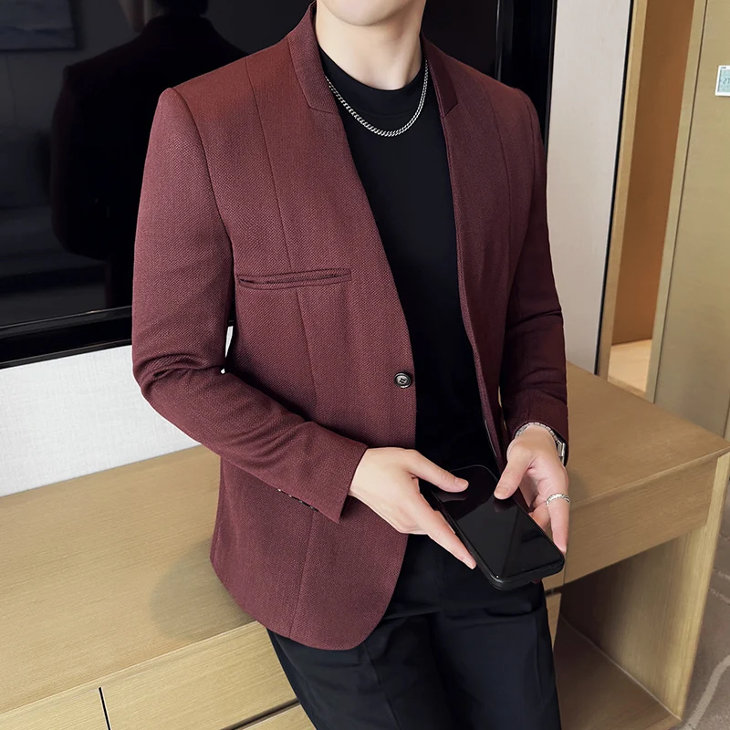 

Блейзер Masculino, высококачественная корейская роскошная одежда, пиджаки с v-образным вырезом, мужские простые универсальные облегающие деловые повседневные костюмы, пальто для мужчин