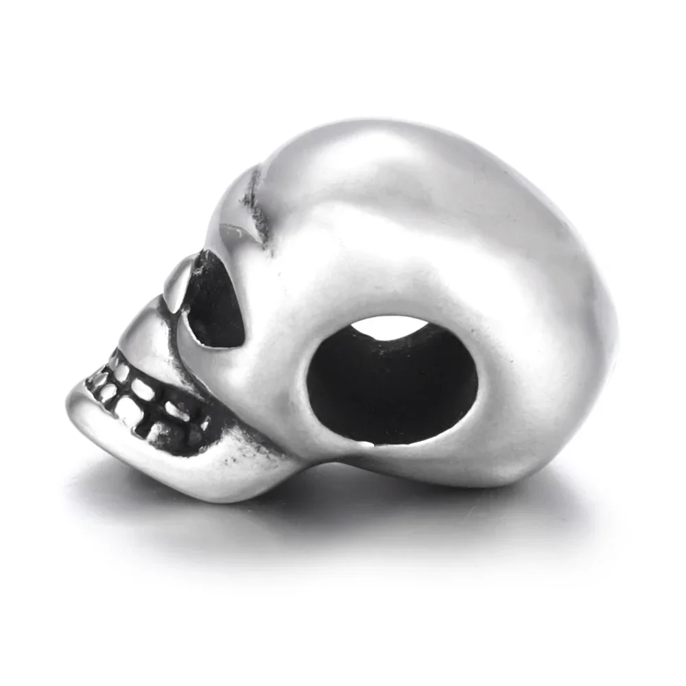 Stainless Steel Beads Skull Blacken 5mm Hole Metal European Bead for DIY Men Bracelet Making Supplies Handmade Jewelry Findings