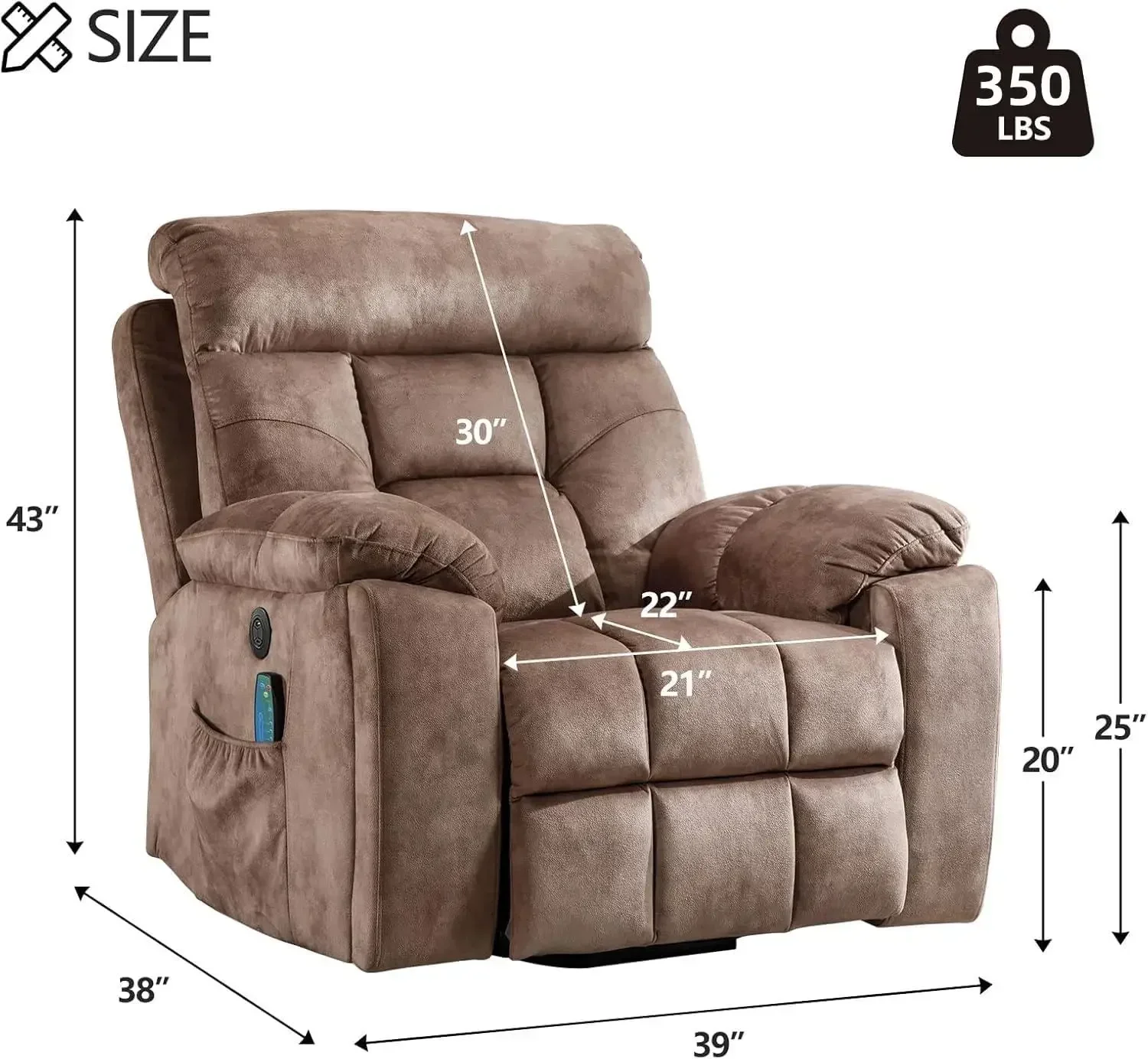 Large Power Lift Recliner Chair with Massage and Heat for Elderly Big and Tall People, Overstuffed Wide Recliners with 2 Cup Hol