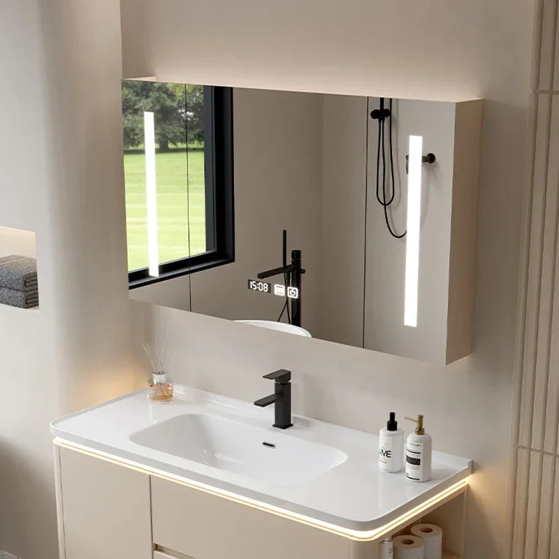 Shower Sanitation Bathroom Cabinets Smart Light Home Furniture Vanity Mirror Bathroom Cabinets Locker Luxury Miroir De Salle