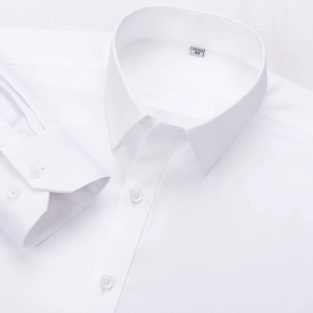 

Men's Non Iron Standard-fit Solid Basic Dress Shirt Formal Business Premium 100% Cotton Male Long Sleeve Work Office Shirts