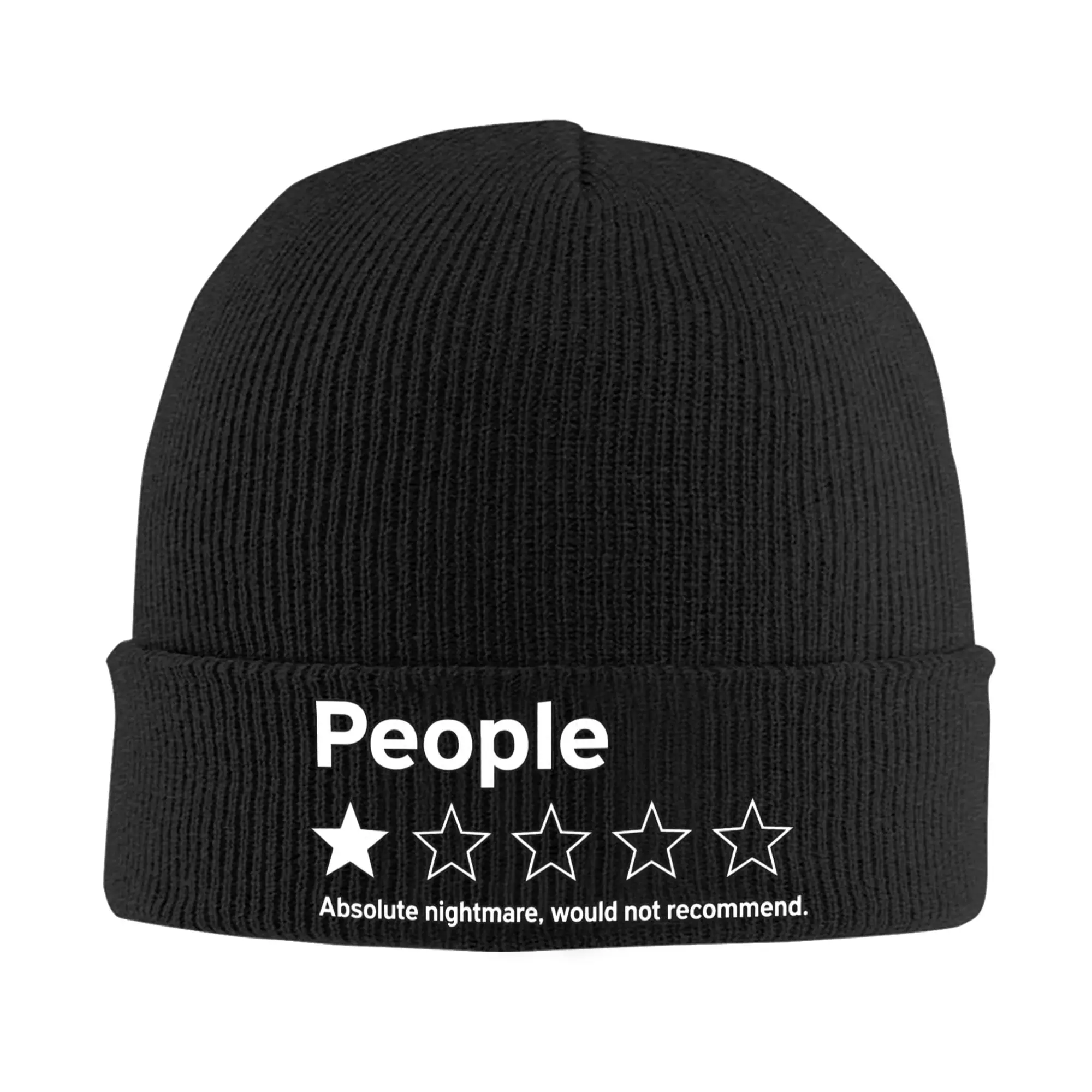 Funny People One Star Rating Knit Hat Beanies Autumn Winter Hats Warm Unisex Fashion Absolute Nightmare Cap for Men Women Gift