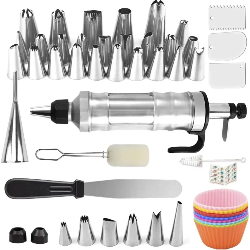 69-Piece stainless steel biscuit die gun set, frosting pipe nozzle DIY baking tool, suitable for cupcakes, cakes, biscuit
