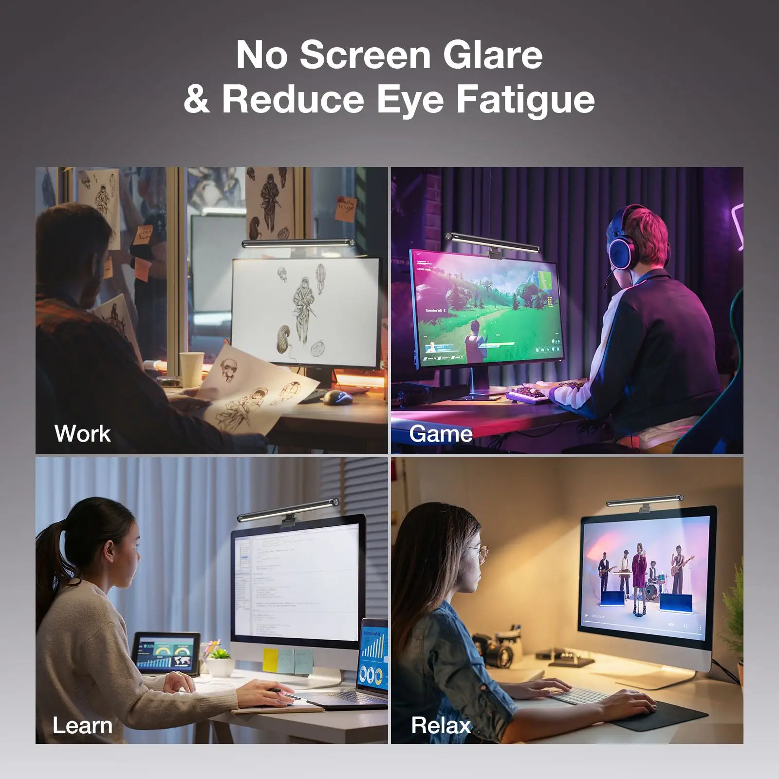 Kreisförmige LED hängende Licht weiß Computer Monitor Lampe Bildschirm Monitor Licht leiste für Augen pflege, USB-Lesung LED Schreibtisch lampe